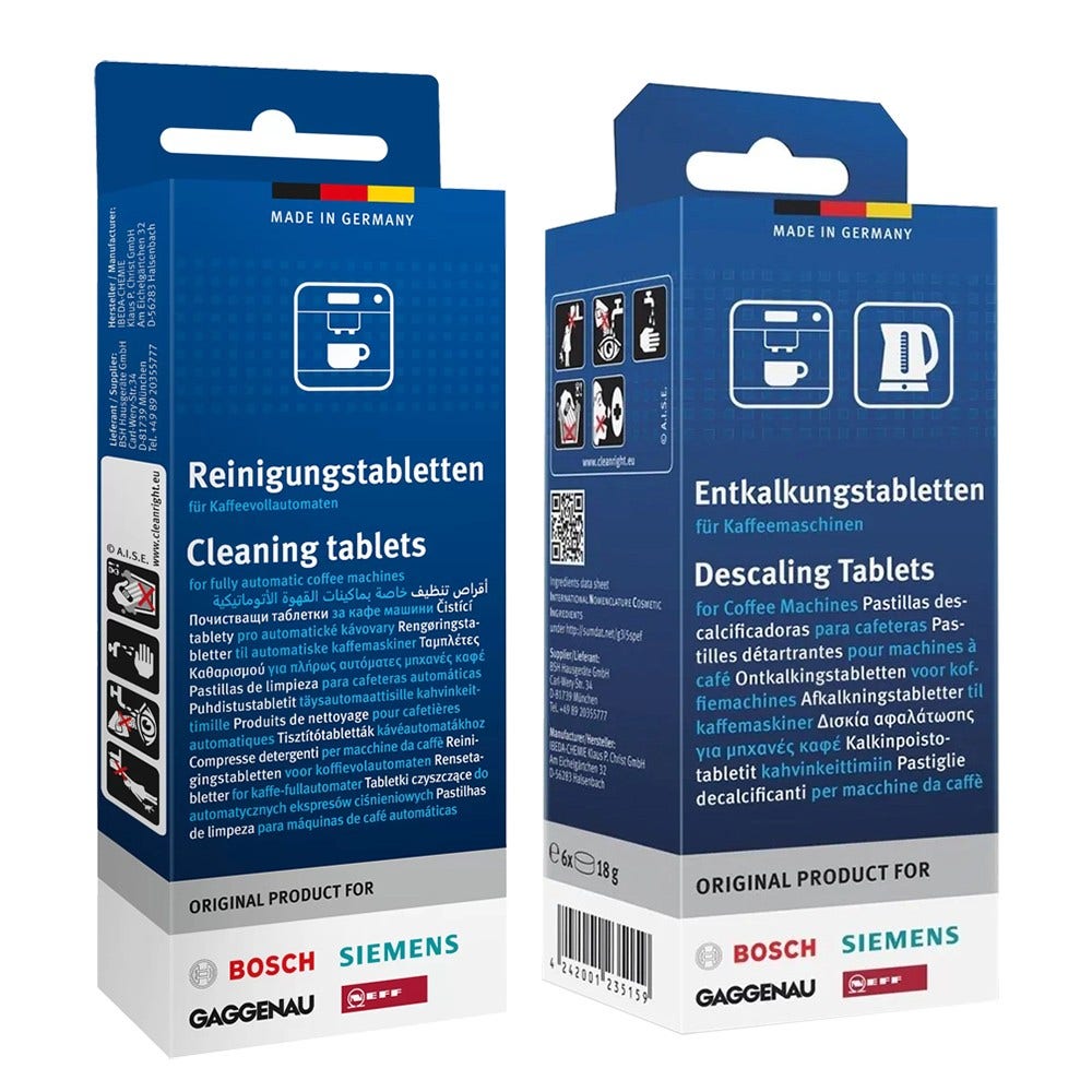 kit de limpeza e manutenção anual máquinas de café Neff pastilhas descalcificantes + pastilhas de limpeza