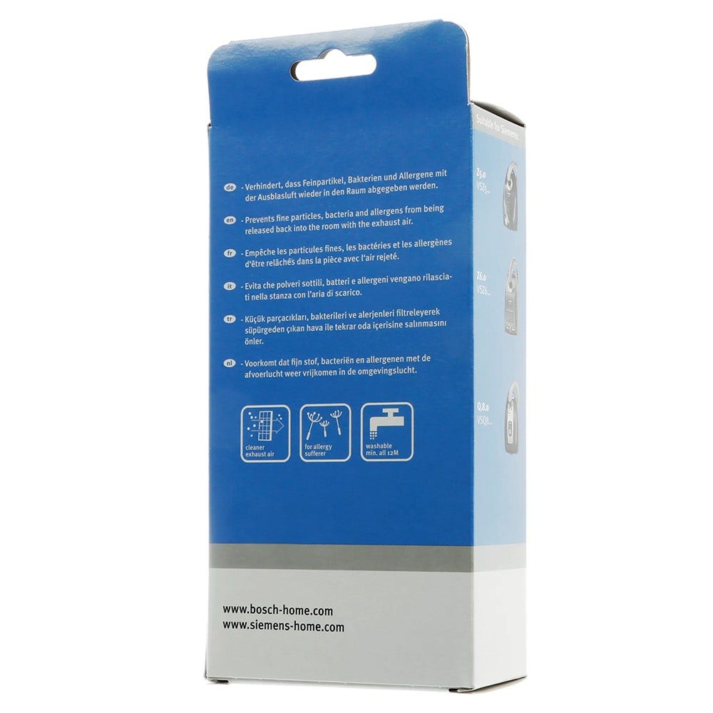 Filtro HEPA de higiene aspirador Siemens BBZ154HF / VSZ5 / BSGL5