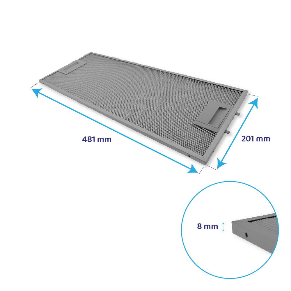 Filtro metálico Bosch 481x201x8mm 11022473