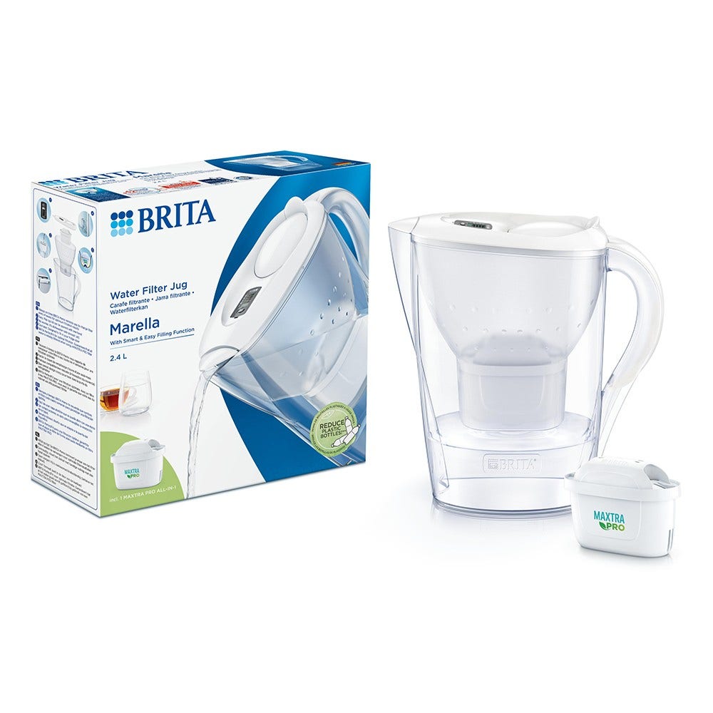 Jarro com filtro de água BRITA Marella 2,4 l + cartuchos AllSpares (6X)filtra PFAS