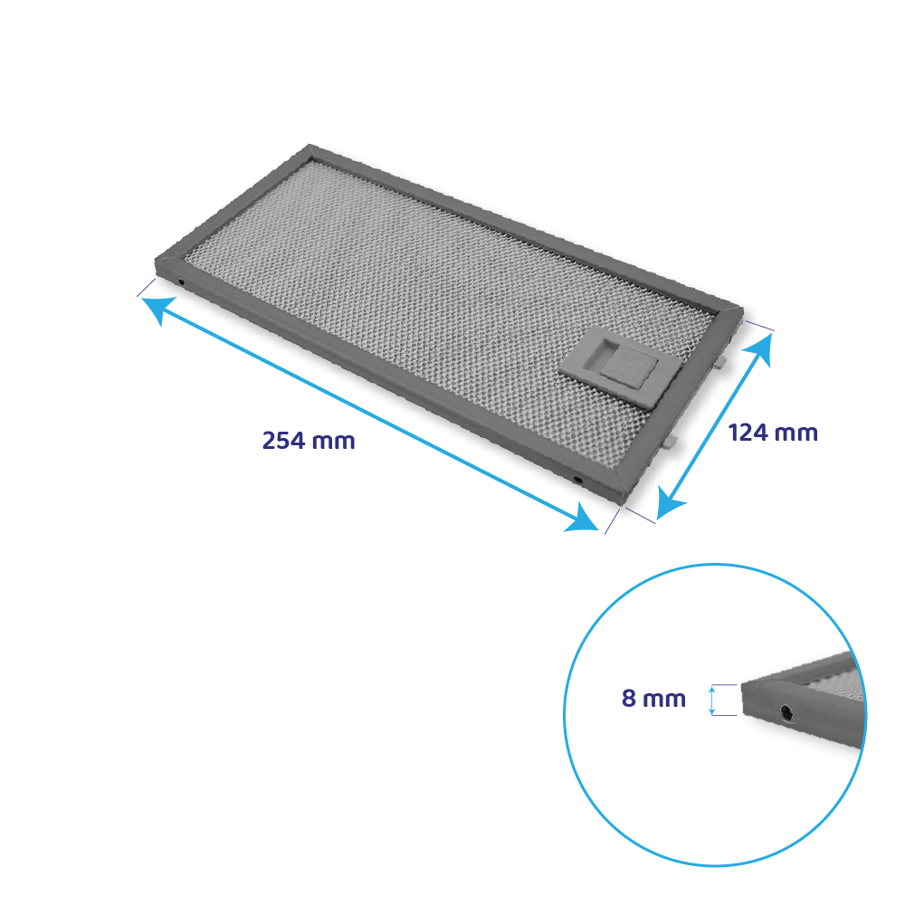 Filtro metálico compatível com Ikea 124x254x8mm 4055348199