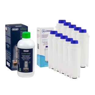 Kit de Manutenção para Máquina de Café Cartucho de filtro de água (10un.) + Descalcificante (500ml) adequado para Delonghi