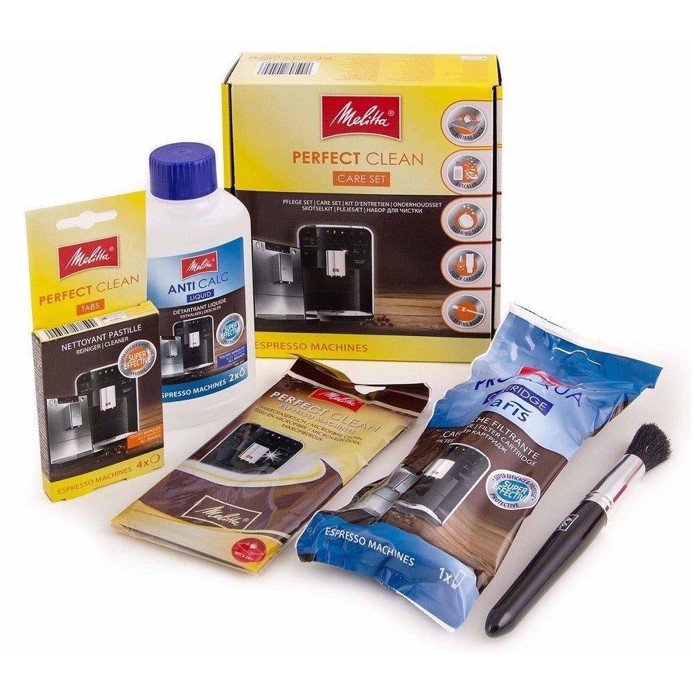 Melitta Perfect Clean Kit de Manutenção Descalcificante + Pastilhas de Limpeza + Cartucho de filtro