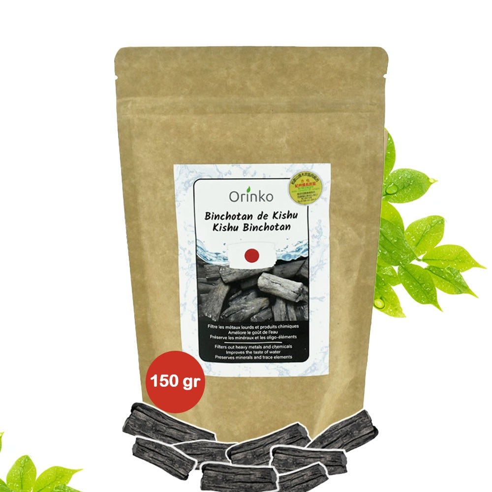Carvão Ativo Purificante Binchotan Japonês Orgânico Kishu Autêntico (150g em pedaços) (Certificado)
