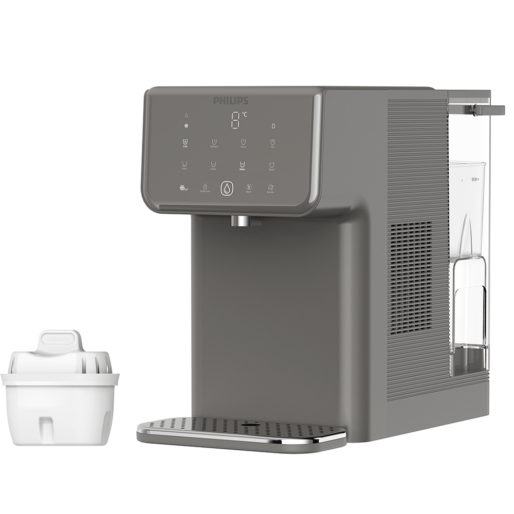 Dispensador de água Philips Tudo-em-Um Quente + Frio ADD5981GR (filtra PFAS) compatível com BRITA