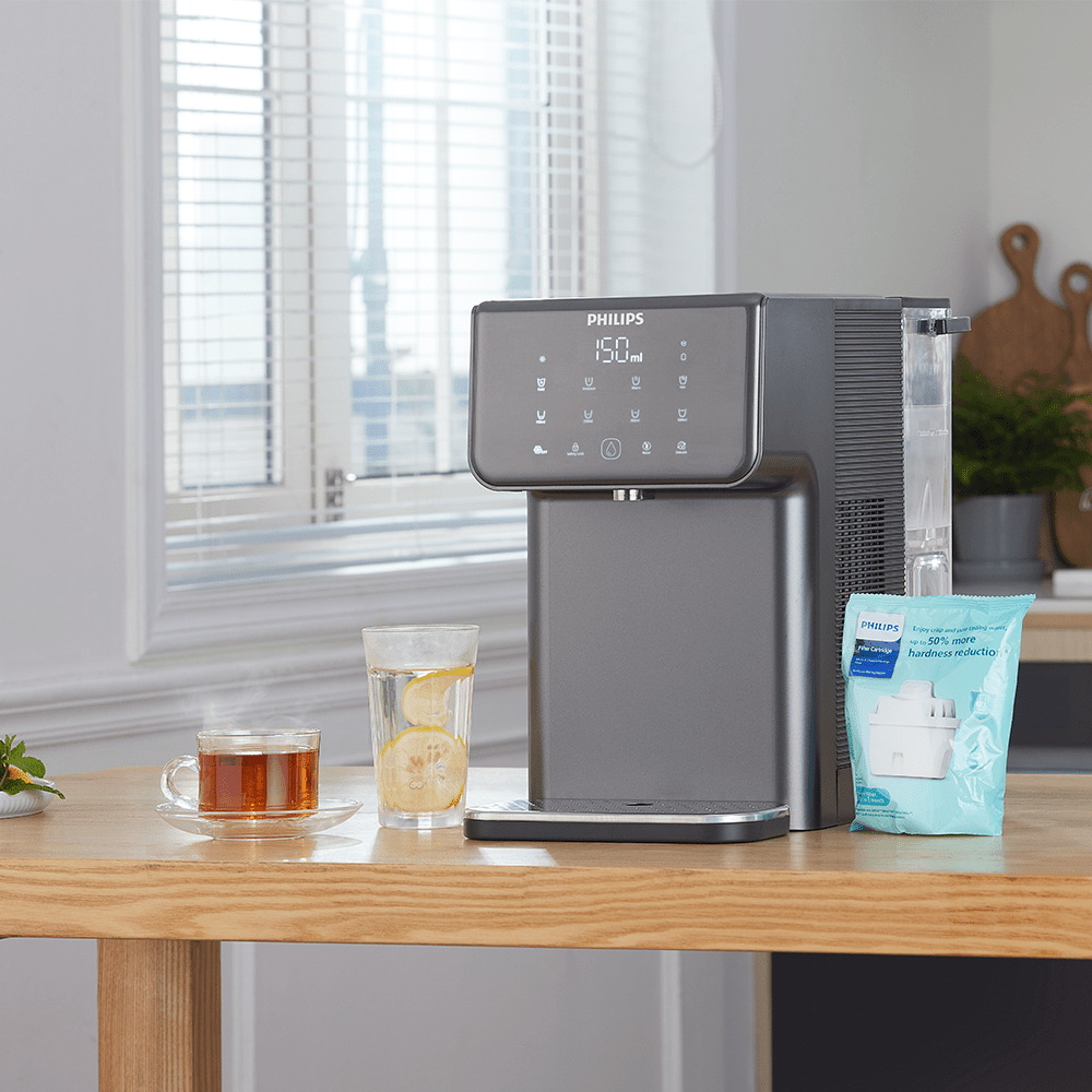 Dispensador de água Philips Tudo-em-Um Quente + Frio ADD5981GR (filtra PFAS) compatível com BRITA