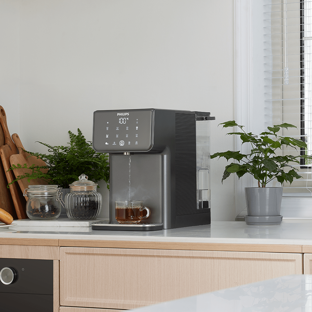 Dispensador de água Philips Tudo-em-Um Quente + Frio ADD5981GR (filtra PFAS) compatível com BRITA
