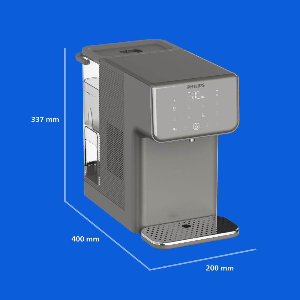 Dispensador de água Philips Tudo-em-Um Quente + Frio ADD5981GR (filtra PFAS) compatível com BRITA