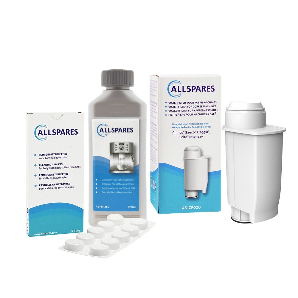 Conjunto de manutenção para máquina de café Cartucho de filtro + Descalcificante + Pastilhas de limpeza compatível com Gaggia