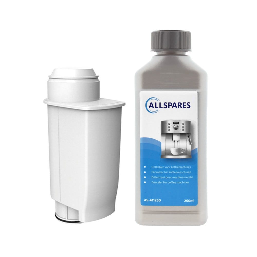 Kit de limpeza e manutenção para máquinas de café AllSpares, filtro de água INTENZA+ CA6702 + Anti Cal (250ml)