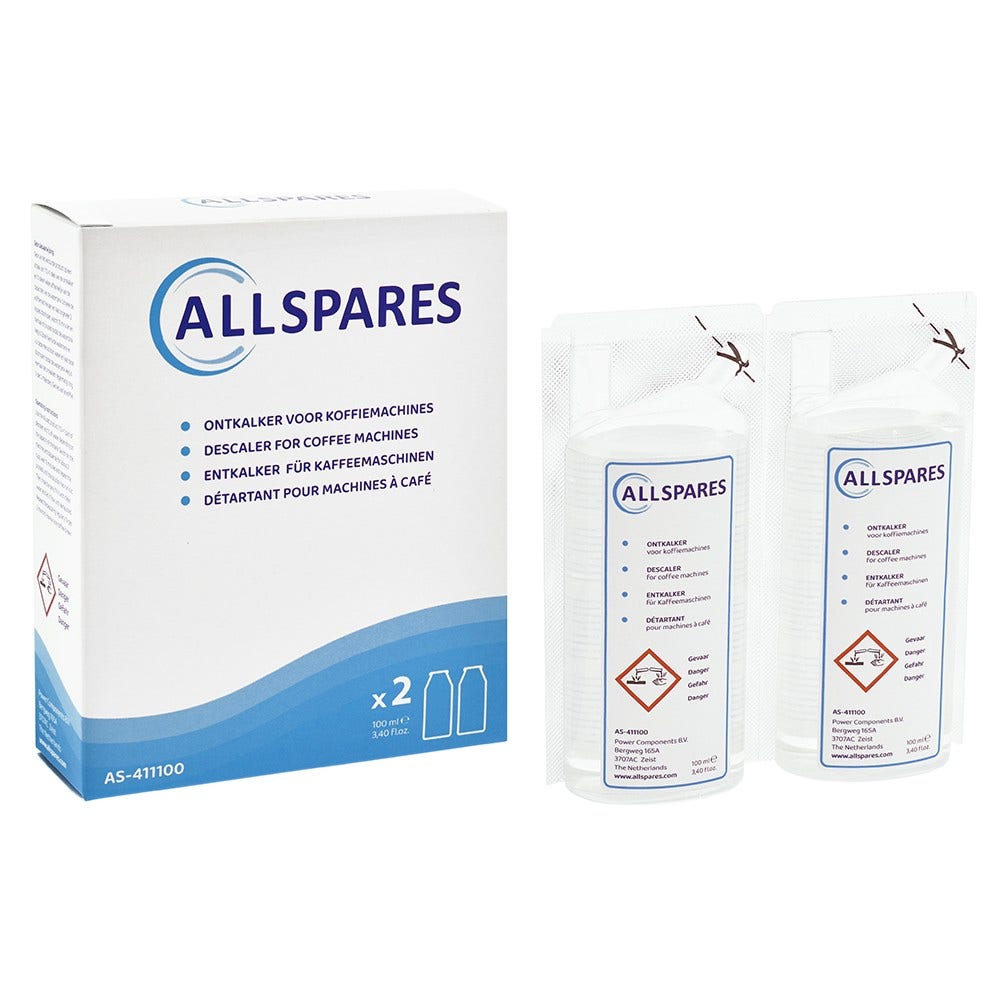 Kit de manutenção para máquina de café, cartucho de filtro + descalcificante (2x100 ml) compatível com DeLonghi