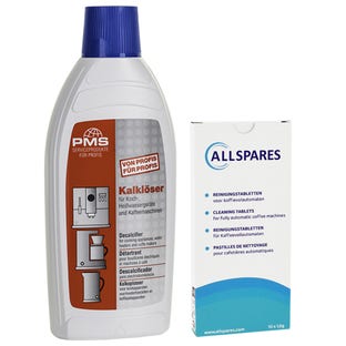 Kit de Limpeza e Manutenção Máquinas de Café, pastilhas de limpeza (10 unidades) + Descalcificante (500ml) adequado para Gaggenau