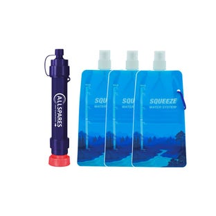 Filtro de água outdoor AllSpares com garrafa 0.65L Squeezable Pouch (3X)