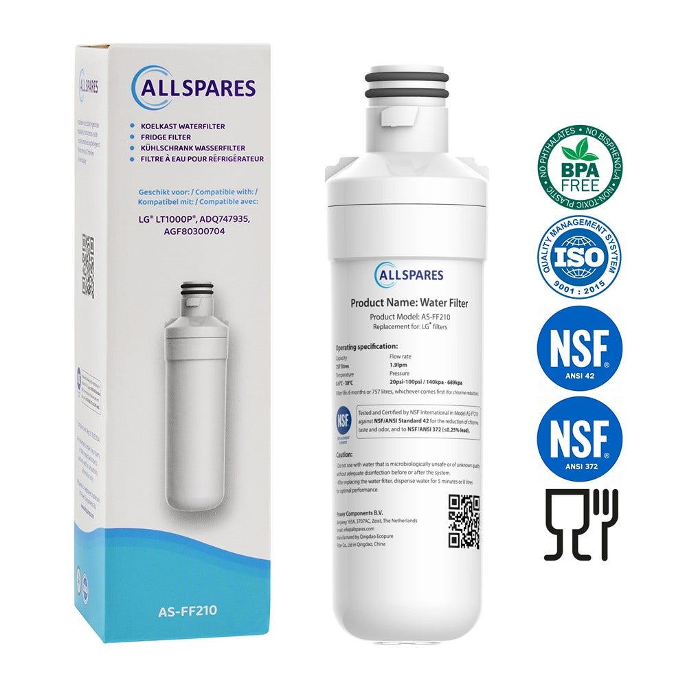 Filtro de água para frigorífico compatível com LG LT1000P / ADQ74793501