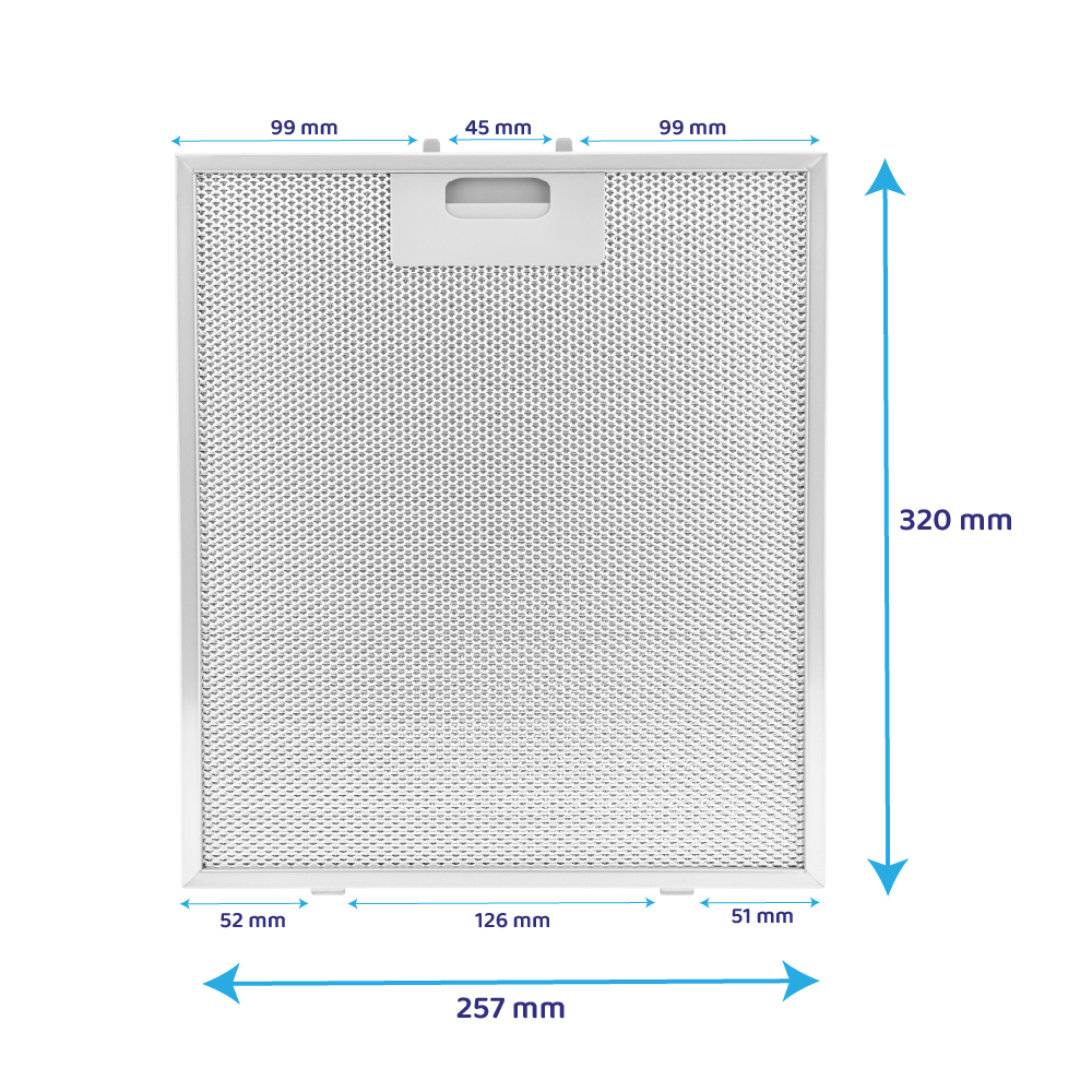 Filtro metálico compatível com ATAG 320x257x8 mm 18831 / 88017203