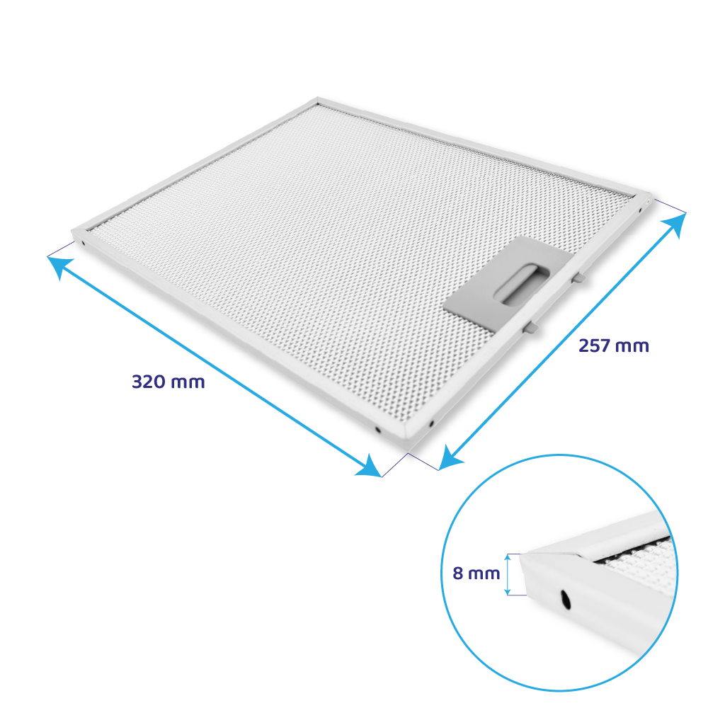 Filtro metálico compatível com ATAG 320x257x8 mm 18831 / 88017203