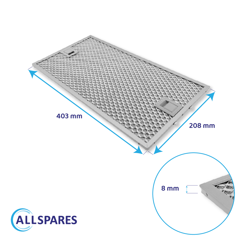 Filtro metálico AllSpares 403x208 mm 434107 / 00434107