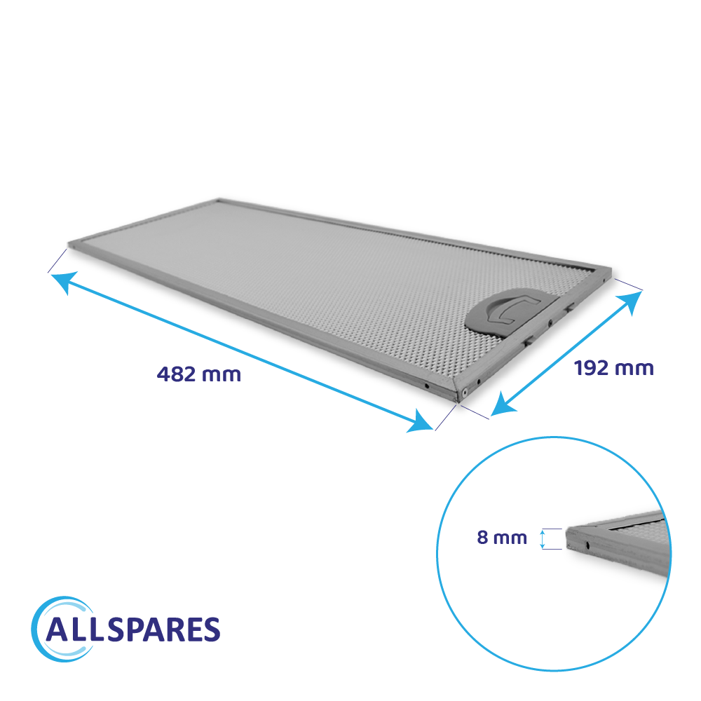 Filtro metálico AllSpares 482x192 mm 11022474
