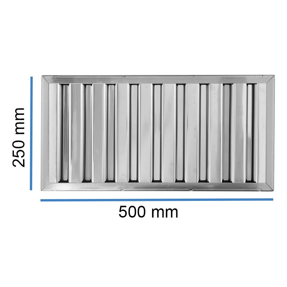 Filtro de lamelas 250x500x25 mm para exaustor de cozinha industrial