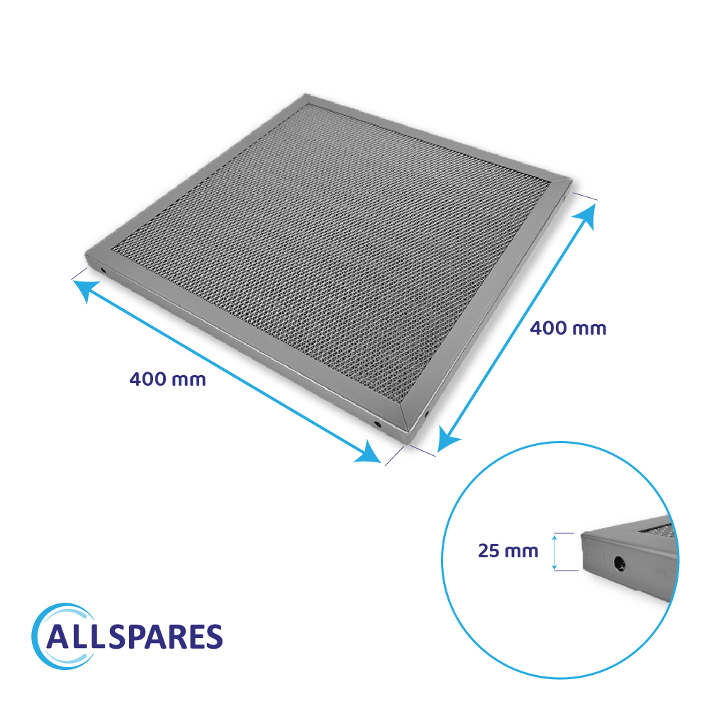 Filtro metálico inox 400x400x20mm para exaustor industrial