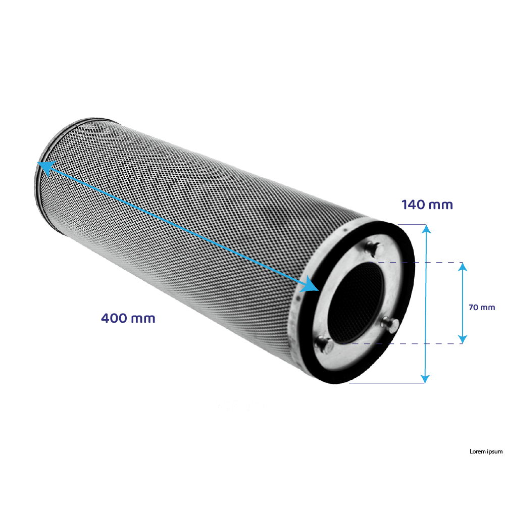 Filtro de carvão ativo cilíndrico ⌀140x400mm Horeca 