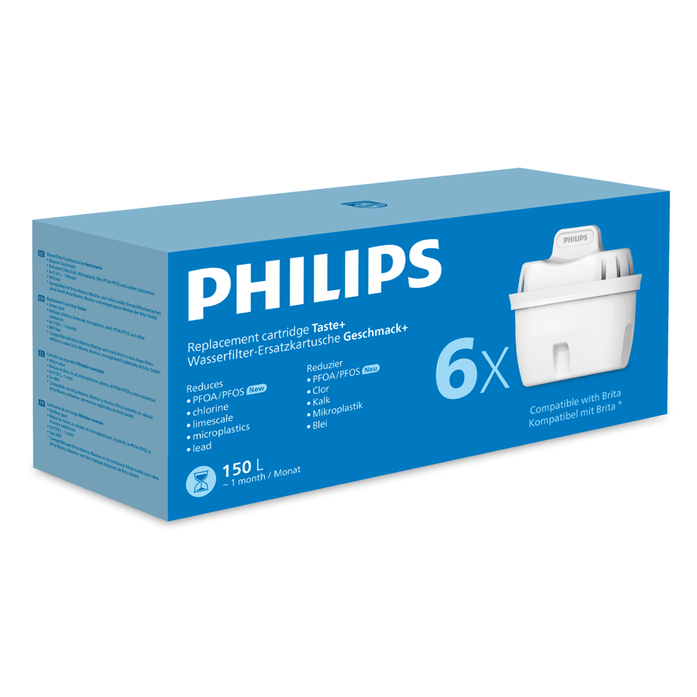 Filtro de água Philips 6 unidades (filtra PFAS) compatível com BRITA Maxtra+