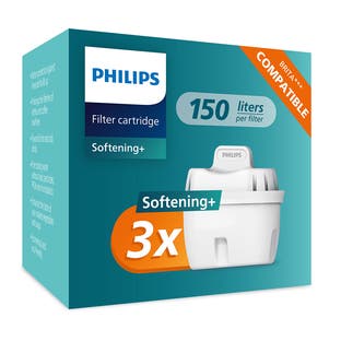 Philips Softening+ Cartucho de filtro 3-pack (filtra PFAS) compatível com BRITA Maxtra+
