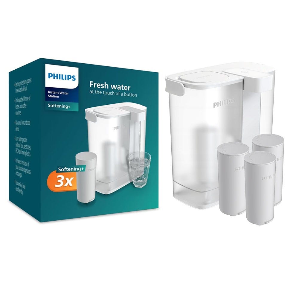 Jarro com filtro de água Micro X-Clean Instant Philips + Filtros de água Softening+ (3 unidades) AWP2980WHS3