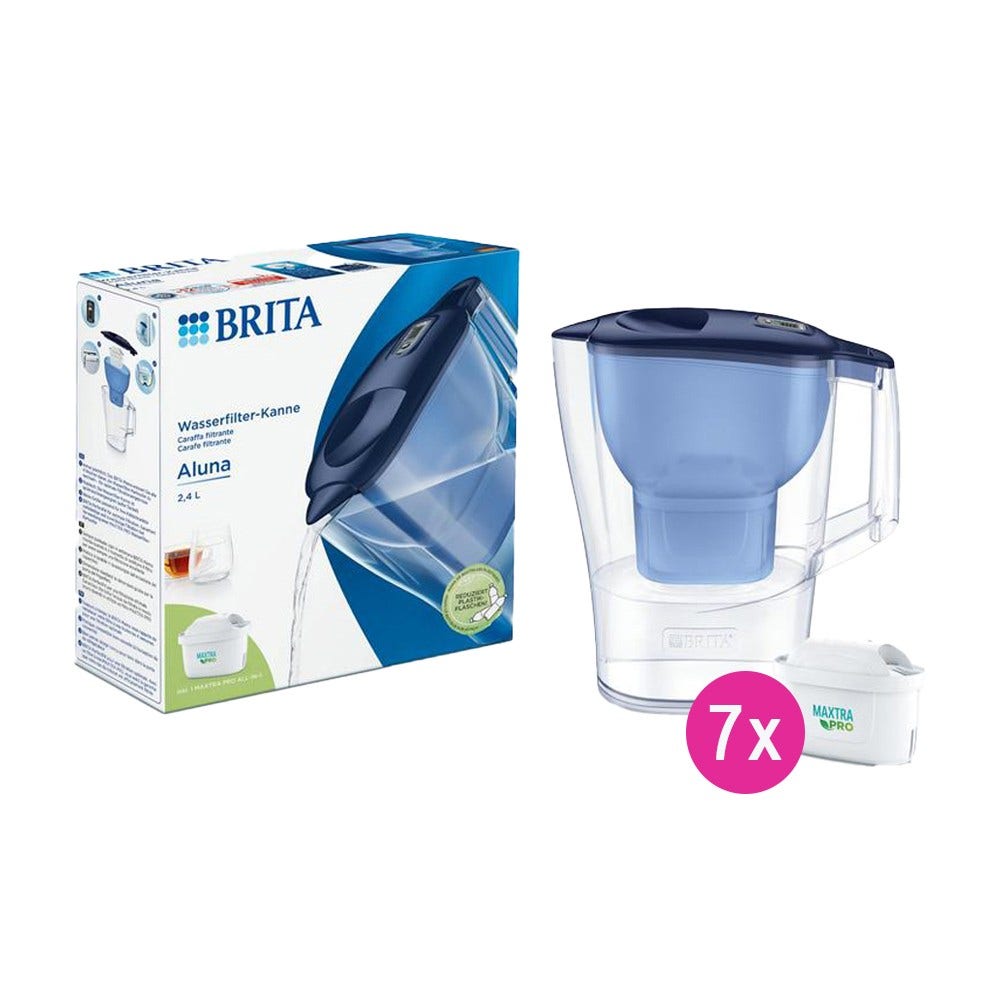 jarro de filtro de água Aluna BRITA Azul 2.4L + 7 filtros de água MAXTRA PRO (filtra PFAS) BRITA