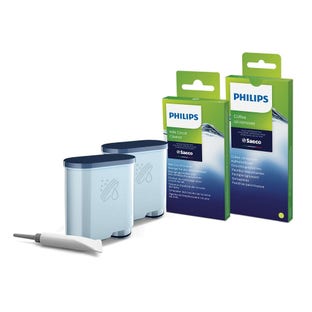 Conjunto de manutenção Philips / Saeco Máquina de café Cartucho de filtro + Limpador de leite + Comprimidos de limpeza