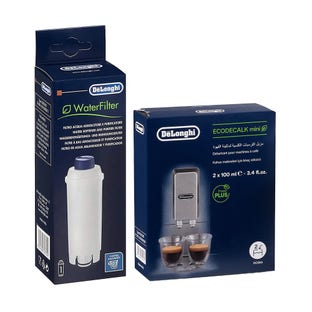 Kit de manutenção para máquina de café DeLonghi, filtro de água + descalcificante (2x100 ml)