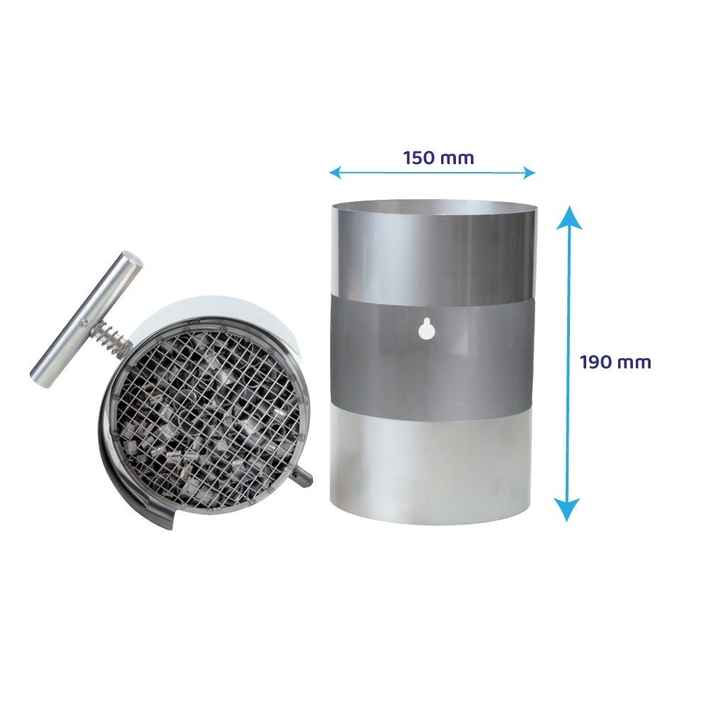 Filtro de Fumo de Lenha ABCAT® Saída Traseira Ø150x190 mm Aço Inoxidável