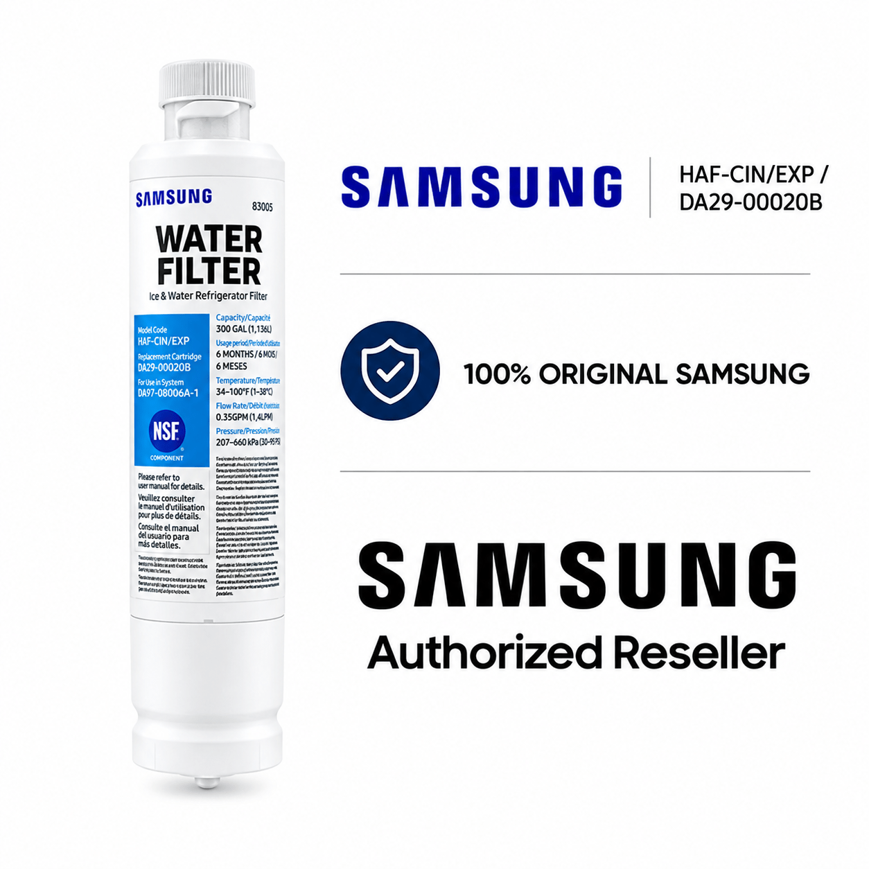 Filtro de água original Samsung HAF-CIN/EXP / DA29-00020B
