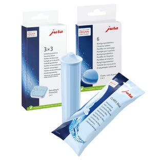 Kit de manutenção para máquinas de café Jura, cartucho de filtro + pastilhas de limpeza + pastilhas descalcificantes