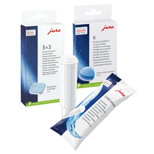 Kit de manutenção para máquinas de café Jura, cartucho de filtro + pastilhas de limpeza + pastilhas descalcificantes