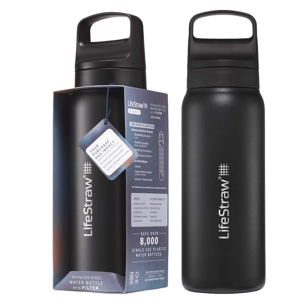 Garrafa de Água em Aço Inoxidável LifeStraw Go 2.0 Series Preta (1000 ml)