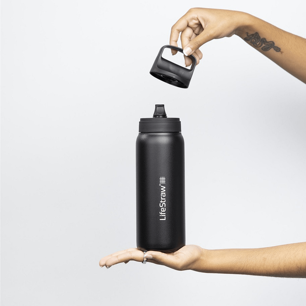 Garrafa de Água em Aço Inoxidável LifeStraw Go 2.0 Series Preta (1000 ml)
