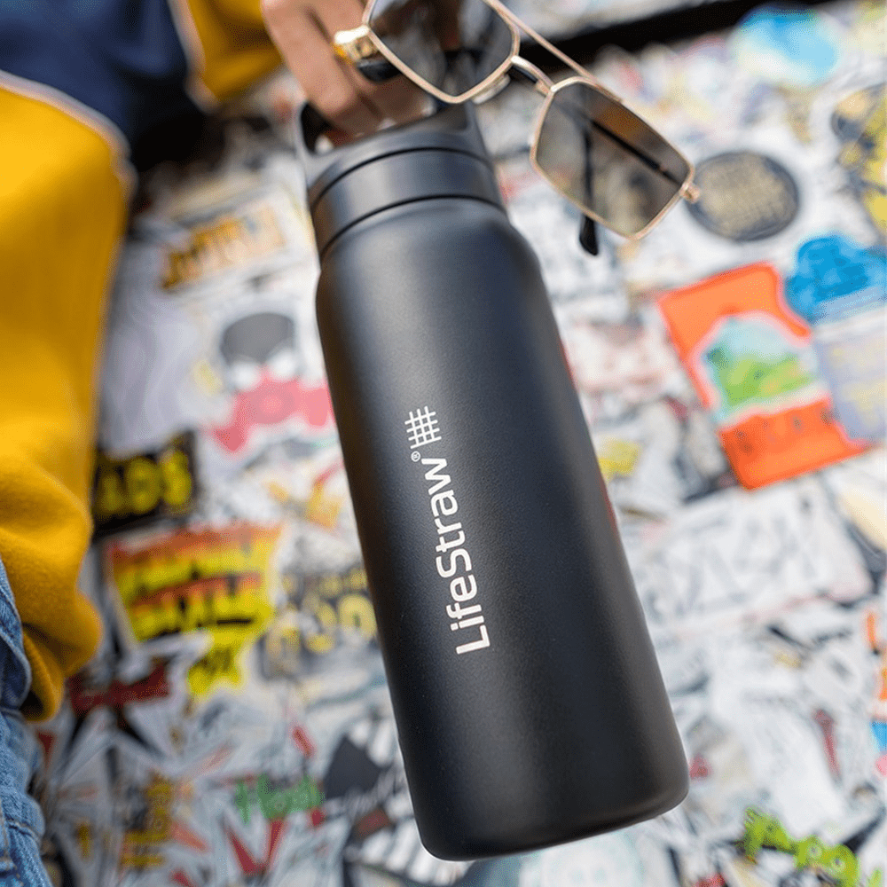 Garrafa de Água em Aço Inoxidável LifeStraw Go 2.0 Series Preta (1000 ml)