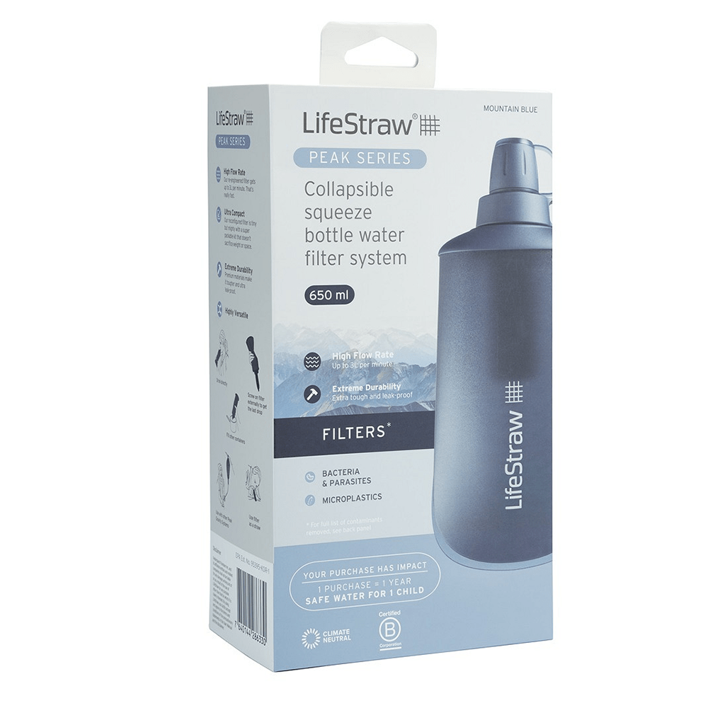 LifeStraw Peak Series Garrafa Dobrável de Compressão 650ml Azul Montanha
