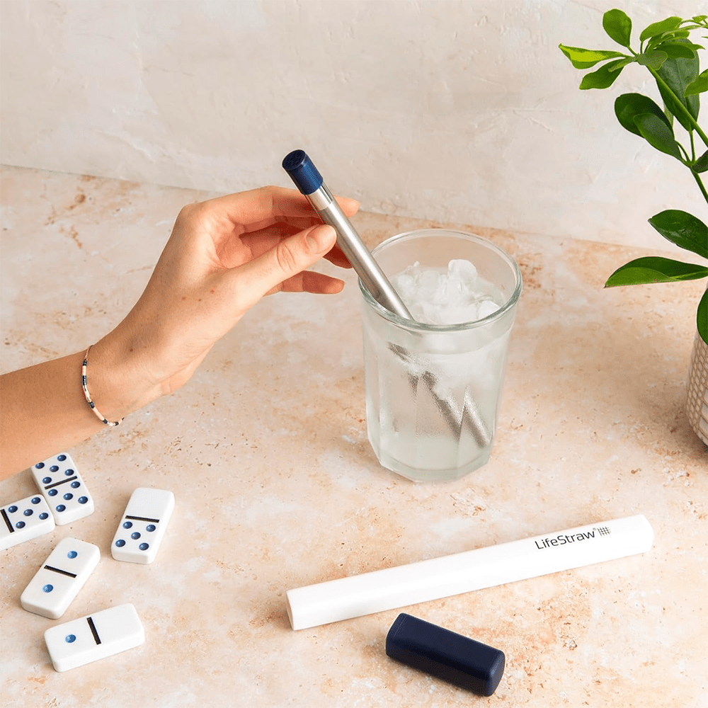 Palhinha filtrante LifeStraw Sip em aço inoxidável - Azul meia-noite