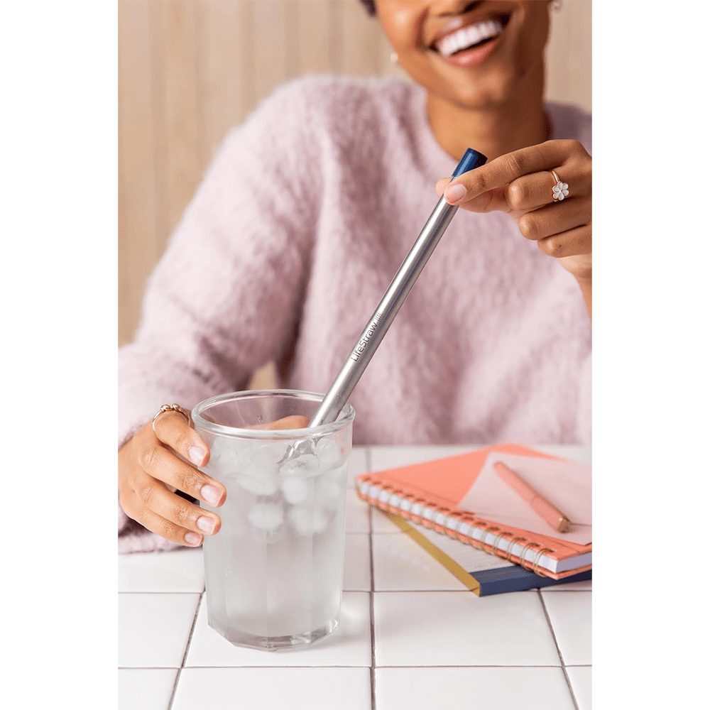 Palhinha filtrante LifeStraw Sip em aço inoxidável - Azul meia-noite