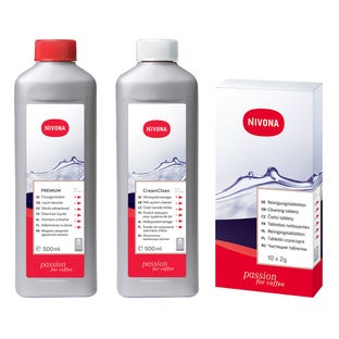 kit de manutenção para máquina de café, descalcificante + pastilhas de limpeza + limpador do sistema de leite Nivona CLEAN³BOX