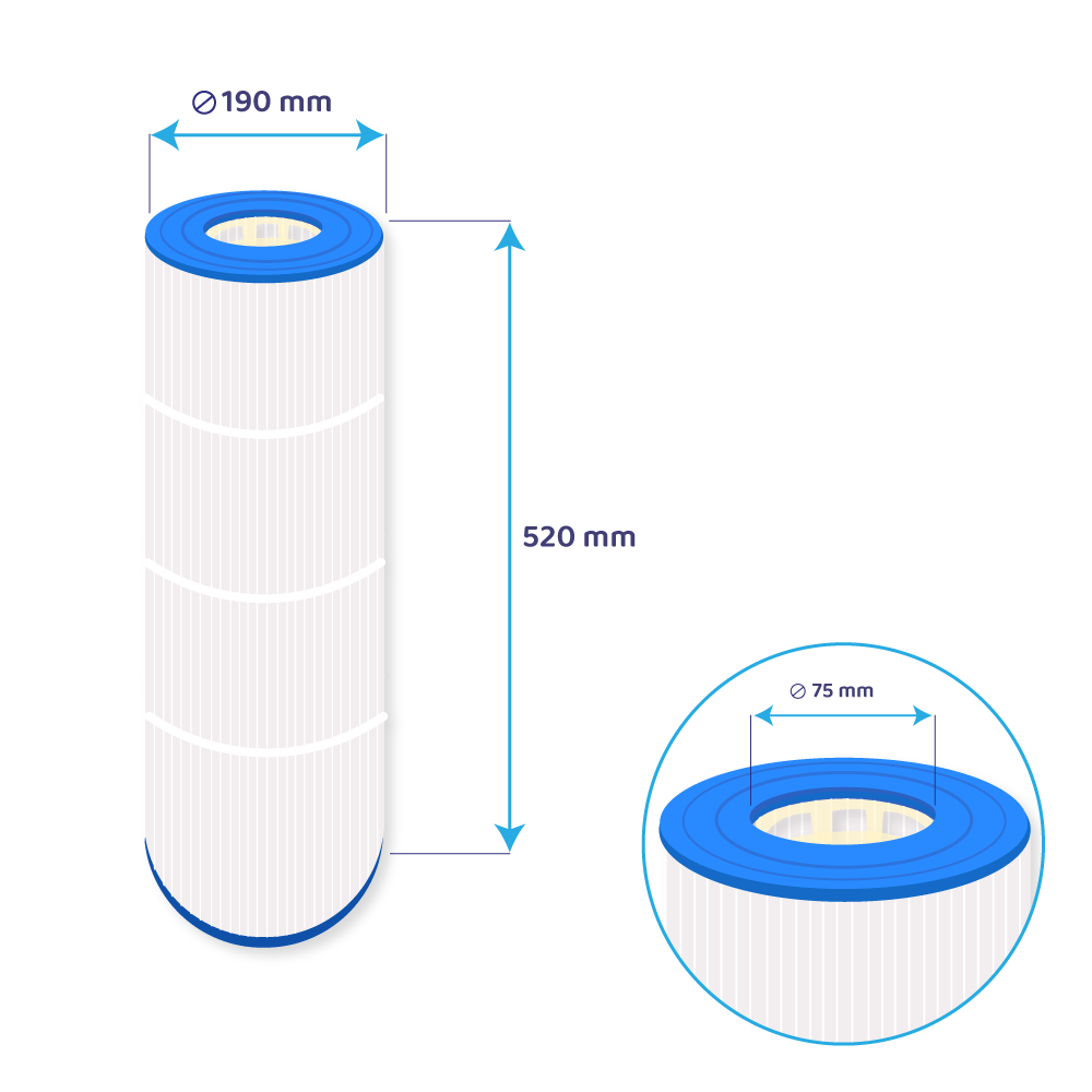Filtro de água para piscina compatível com Waterco Trimline CC75 / Jandy CT-75