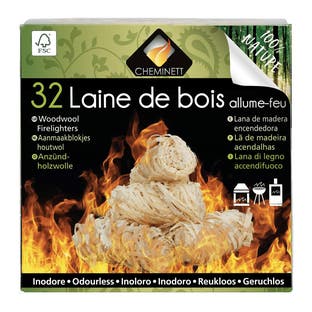 Lã de Madeira x32 Cheminett acendalhas 100% natural