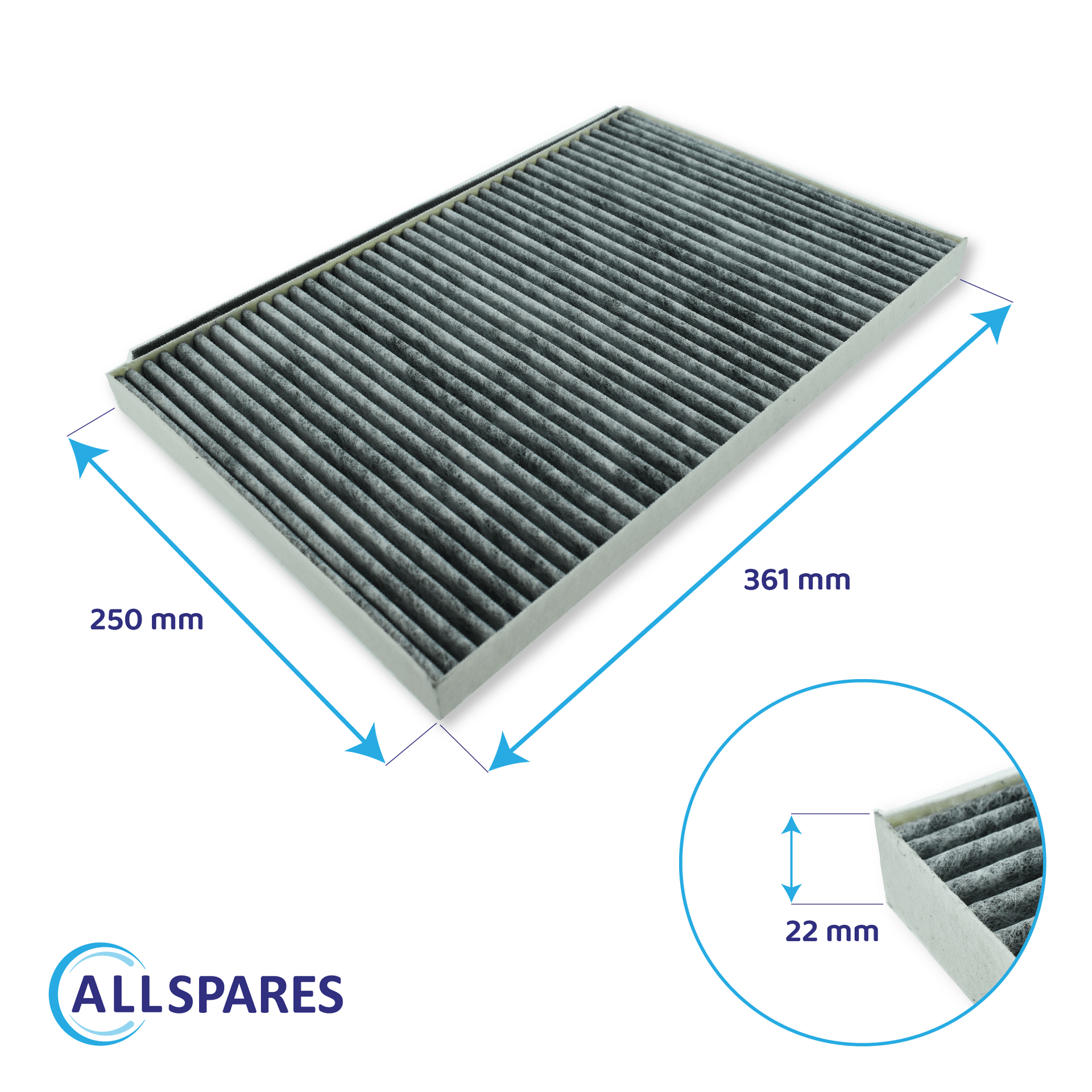 Filtro de carvão ativo CleanAir Plus compatível com Constructa 17005414 / CZ51AIB1X6 AllSpares (2X)