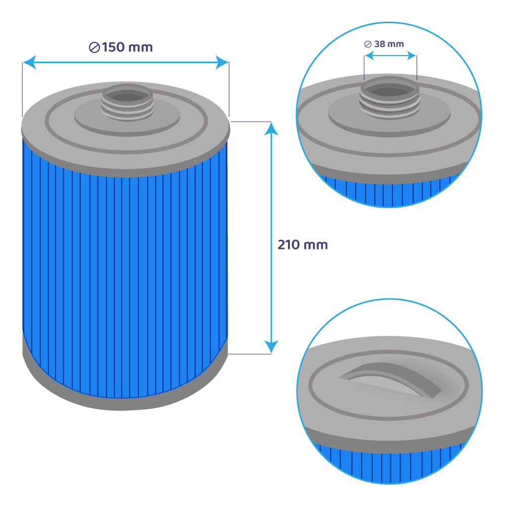 Cartucho de filtro de água para spa Darlly Silverstream SC714-S / 60401M antibacteriano
