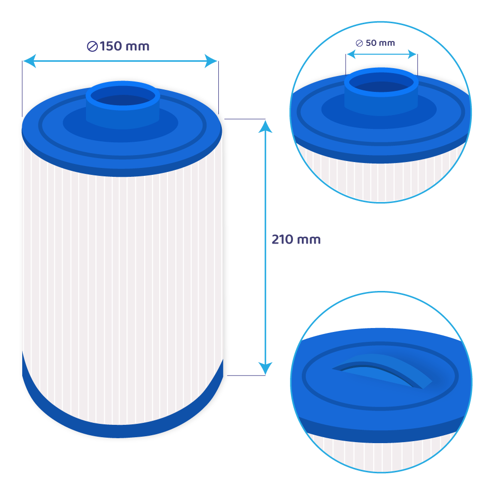 Cartucho de filtro para spa Darlly SC736 / PWW100ST Haut / 60402 / 6CH-941