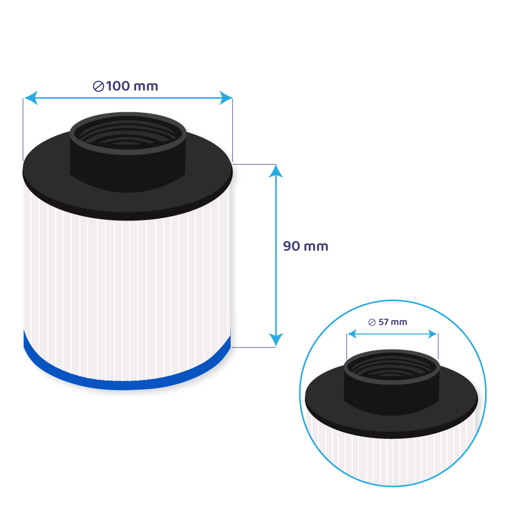 Cartucho de filtro para spa Darlly Aquaspa / Be Spa / Water Health / Sunbay / Ospazia SC803 / 40059 (2X)
