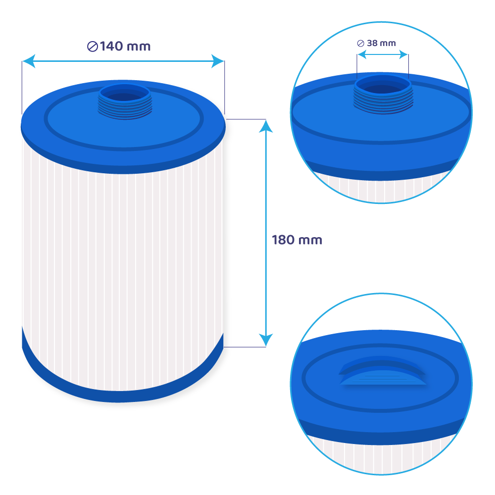 Cartucho de filtro para spa Darlly Wellis AKU1610 / AM00423 / SC809 / 50653 / PWL25P4