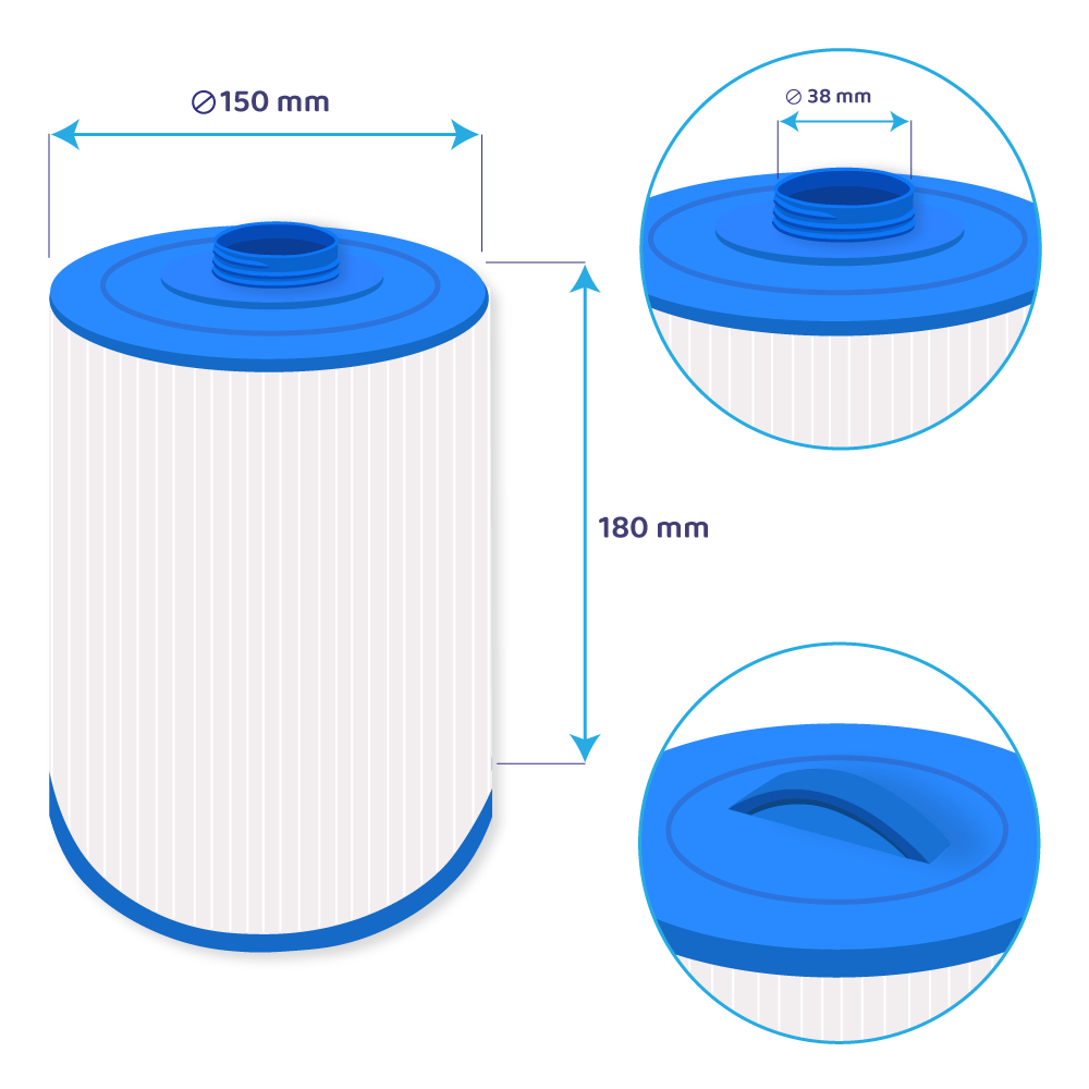 Cartucho de filtro de água para spa compatível com Superior Wellness Darlly SC863 / 50327 / SS04